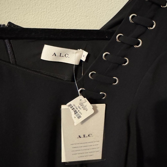 BRAND NEW!  A.L.C Black Grommet Asymmetric Dress - Picture 8 of 13